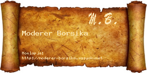 Moderer Borsika névjegykártya